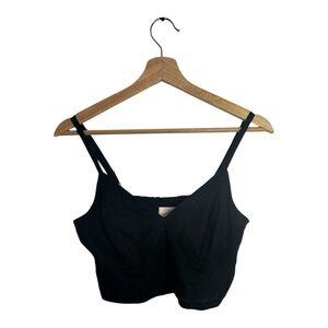 Universal Thread Tank Womens Small Black Crop Top Linen Blend Strechy Smock